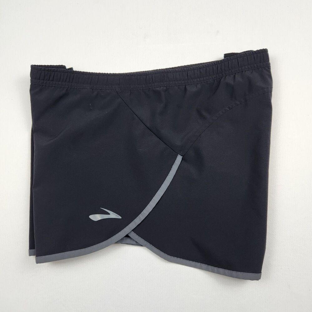 Brooks Hightail Split Shorts Mens L 3in Inseam DriLayer Black/Gray Running